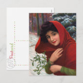 Merry Mistletoe Maiden Postcard Feiertagspostkarte (Vorne/Hinten)