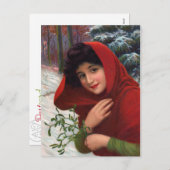 Merry Mistletoe Maiden Postcard Feiertagspostkarte (Vorne/Hinten)