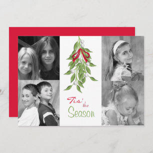 Merry Mistletoe mit Red Bow Holiday Foto Card Feiertagskarte