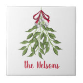 Merry Mistletoe mit weißen Berries Fliese (Vorderseite)