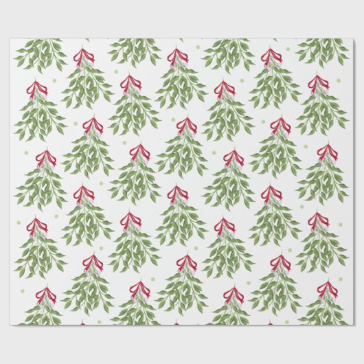 Merry Mistletoe mit weißen Berries Geschenkpapier (Flach)