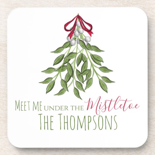 Merry Mistletoe mit weißen Berries Getränkeuntersetzer (Vorderseite)