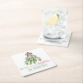 Merry Mistletoe mit weißen Berries Rechteckiger Pappuntersetzer (Vor Ort)