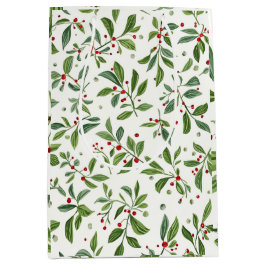 Merry Mistletoe Red Berry White Watercolor Kleine Geschenktüte