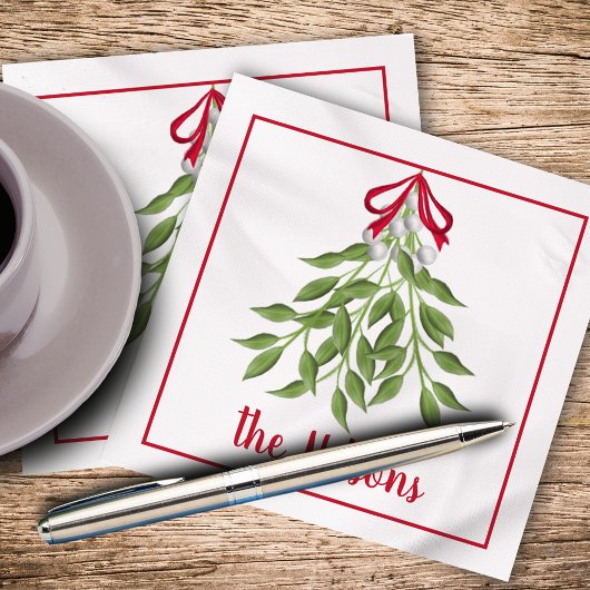 Merry Mistletoe White Berries Serviette