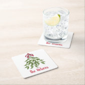 Merry Mistletoe White Berries Square Rechteckiger Pappuntersetzer (Vor Ort)