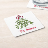 Merry Mistletoe White Berries Square Rechteckiger Pappuntersetzer (angewinkelt)