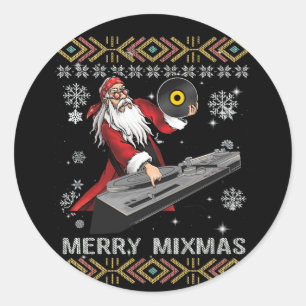 Merry Mixmas Funny Christmas Dj Music Party Runder Aufkleber