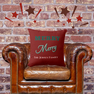 Merry Modern Christmas Green Red Kissen