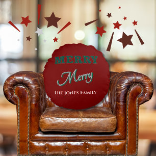 Merry Modern Christmas Green Red Rundes Kissen