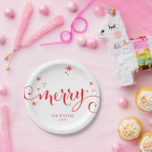 MERRY MODERN feierliche Spaß Kalligraphie Glitzern Pappteller (Party)