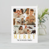 Merry Modern Foto Collage Folien Feiertagskarte (Stehend vorne)