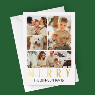 Merry Modern Foto Collage Folien Feiertagskarte