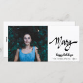 Merry Modern Handgeschriebener Script Holiday Feiertagskarte (Vorne/Hinten)