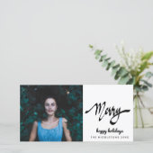 Merry Modern Handgeschriebener Script Holiday Feiertagskarte (Stehend Vorderseite)