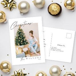 Merry Modern handgeschriebenes Kalligraphie-Foto Feiertagspostkarte