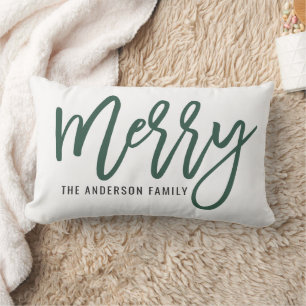 Merry Modern Hunter Green Script Weihnachten Lendenkissen