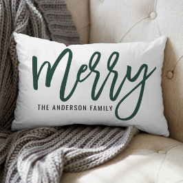 Merry Modern Hunter Green Script Weihnachten Lendenkissen