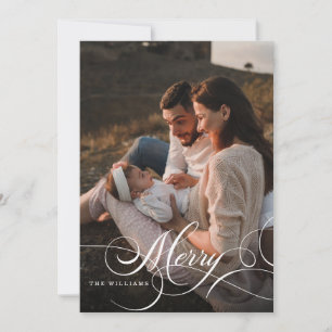 Merry Modern Kalligrafy 5 Foto Collage family I Einladung