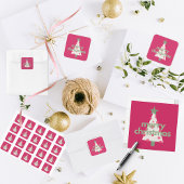 Merry Modern Minimalist Pink Christmas Stickers