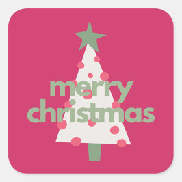 Merry Modern Minimalist Pink Christmas Stickers