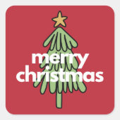 Merry Modern Minimalistische Weihnachtsbaumkleber Quadratischer Aufkleber (Vorderseite)