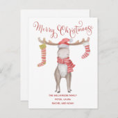 Merry Modern Moose Frohe Weihnachtsfeiertage Ankündigungspostkarte (Vorne/Hinten)