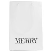 MERRY Modern Text Weihnachten Urlaub Spaß Schwarz Mittlere Geschenktüte (Vorderseite)