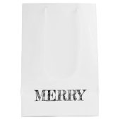 MERRY Modern Text Weihnachten Urlaub Spaß Schwarz Mittlere Geschenktüte (Rückseite)