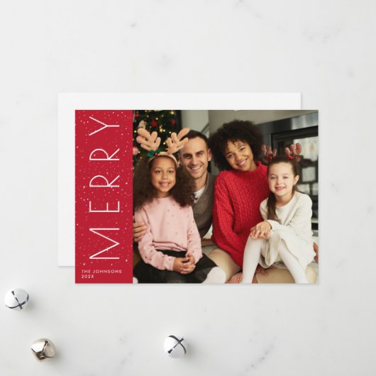 MERRY | Moderner, trendiger Urlaub Feiertagskarte (Vorderseite/Rückseite Beispiel)