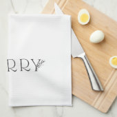 MERRY - Moderner Urlaub - Schwarz-Weiß-Handtuch Geschirrtuch (Viertel Falte)