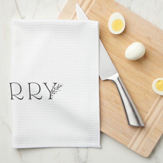 MERRY - Moderner Urlaub - Schwarz-Weiß-Handtuch Geschirrtuch (Viertel Falte)