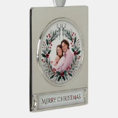 Merry Moments – Customizable Christmas Keepsake Banner-Ornament Silber (Rechts)