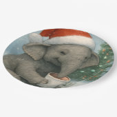Merry Moments with a Cocoa-Loving Elephant Holiday Pappteller (Schrägansicht)