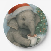 Merry Moments with a Cocoa-Loving Elephant Holiday Pappteller (Vorderseite)