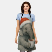 Merry Moments with a Cocoa-Loving Elephant Holiday Schürze (Getragen)