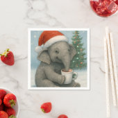 Merry Moments with a Cocoa-Loving Elephant Holiday Serviette (Beispiel)