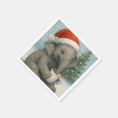 Merry Moments with a Cocoa-Loving Elephant Holiday Serviette (Ecke)