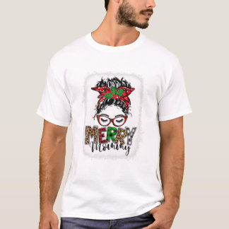 Merry Mommy Messy Bun Funny T-Shirt
