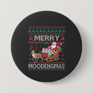 Merry MooDengmas Moo Deng Christmas Santa Hippo Button