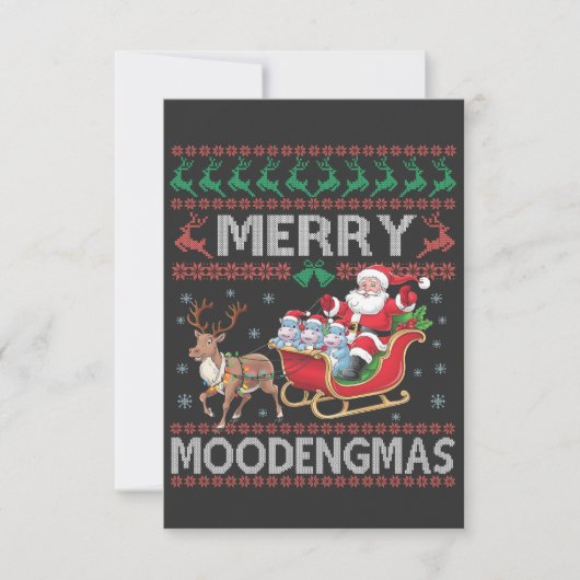 Merry MooDengmas Moo Deng Christmas Santa Hippo Dankeskarte (Vorderseite)