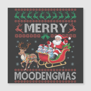 Merry MooDengmas Moo Deng Christmas Santa Hippo Magnetkarte