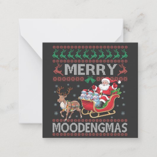 Merry MooDengmas Moo Deng Christmas Santa Hippo Mitteilungskarte (Vorderseite)