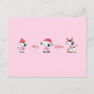 Merry Moos (Baby Cows) Christmas Feiertagspostkarte