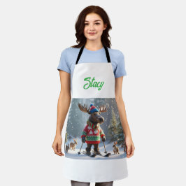 Merry Moose und Friends Weihnachten Personalisiert Schürze