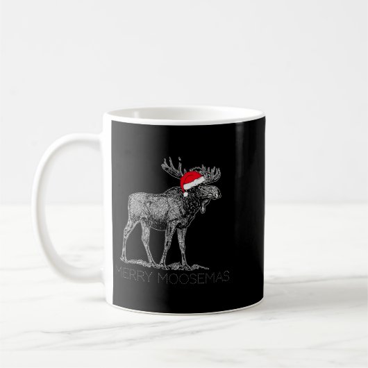 Merry Moosemas Christmas Moose With Santa Hat  Kaffeetasse (Links)