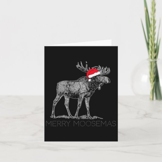 Merry Moosemas Christmas Moose With Santa Hat Karte (Vorderseite)
