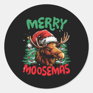 Merry Moosemas Funny Christmas Duck Lover Runder Aufkleber