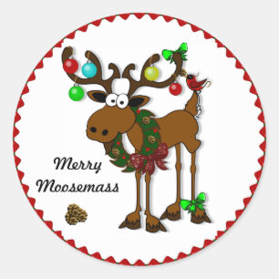 Merry Moosemass Runder Aufkleber