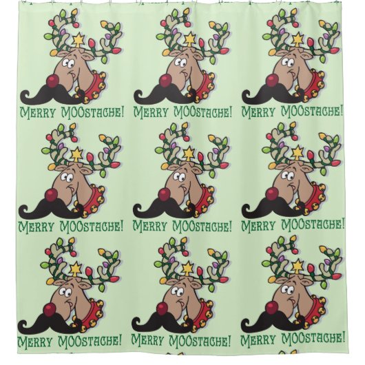 Merry Moostache Christmas Moose Duschvorhang (Vorderseite)